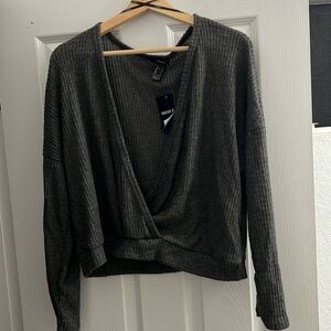 F21 Waffle Crossover Top